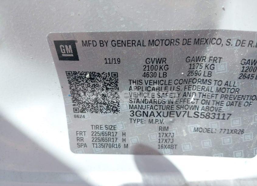 Photo 9 of 2020 Chevrolet Equinox AWD LT 1.5L TURBO (VIN 3GNAXUEV7LS583117)