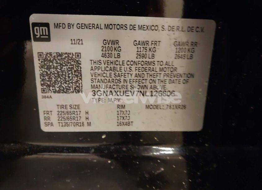 Photo 9 of 2022 Chevrolet Equinox AWD LT (VIN 3GNAXUEV7NL126806)