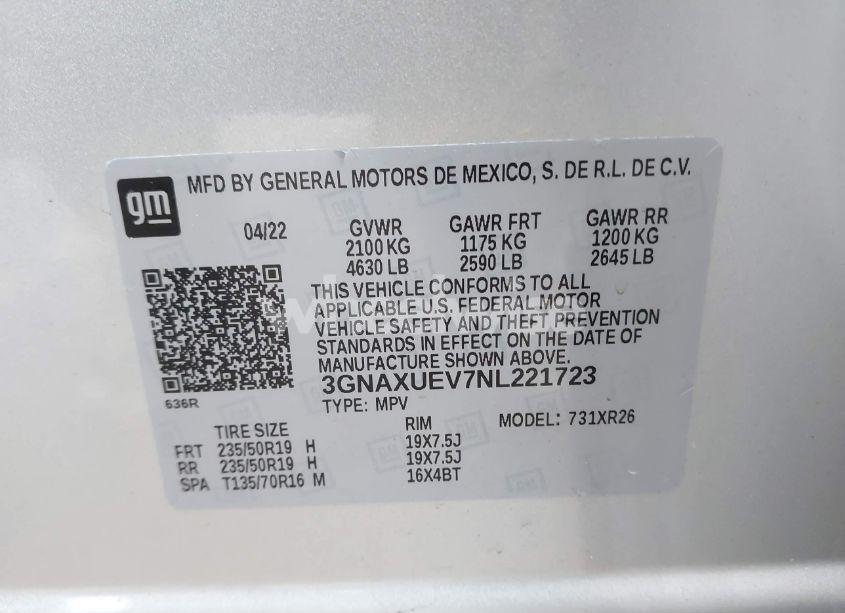 Photo 9 of 2022 Chevrolet Equinox AWD LT (VIN 3GNAXUEV7NL221723)