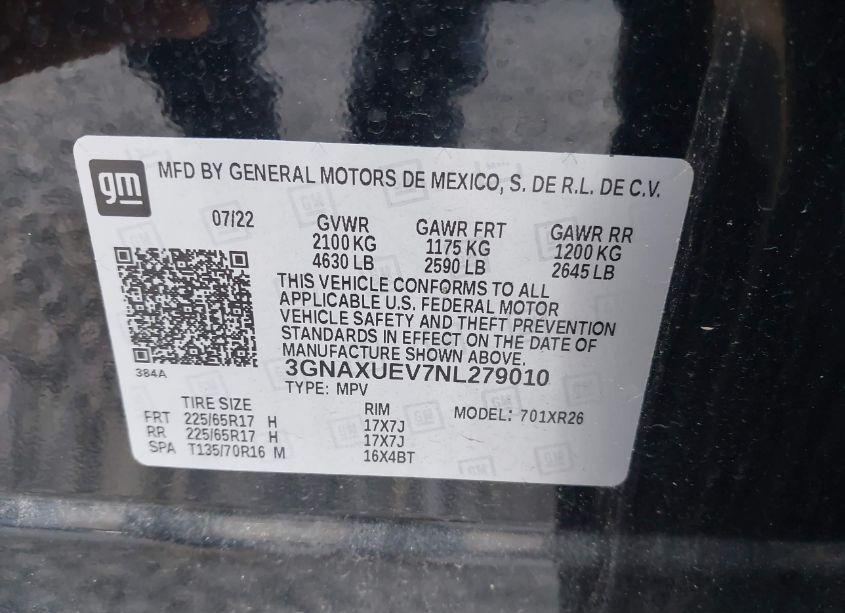 Photo 9 of 2022 Chevrolet Equinox AWD LT (VIN 3GNAXUEV7NL279010)
