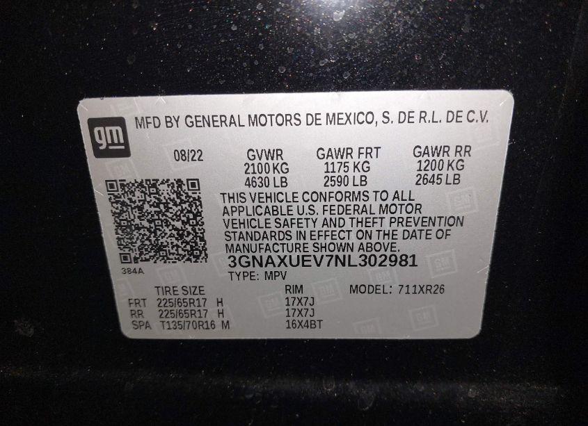 Photo 9 of 2022 Chevrolet Equinox AWD LT (VIN 3GNAXUEV7NL302981)