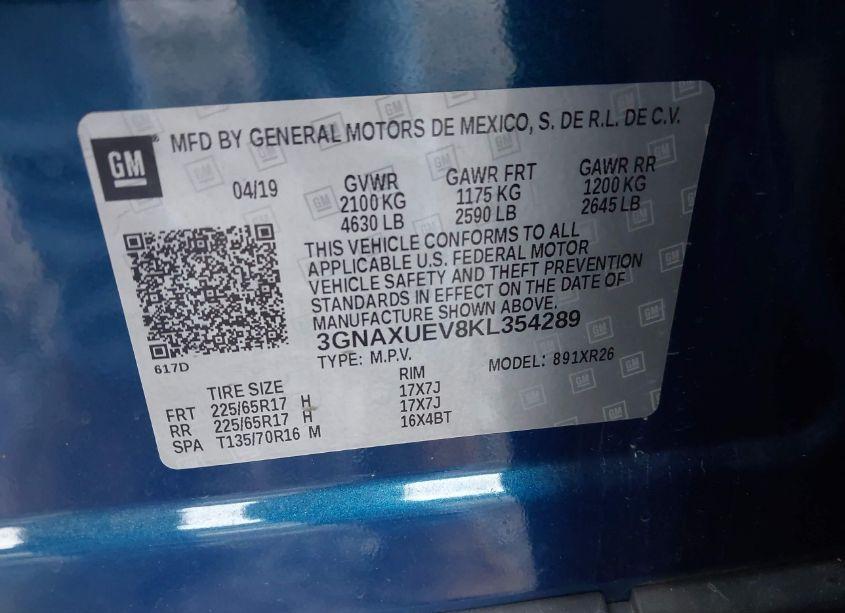 Photo 9 of 2019 Chevrolet Equinox LT (VIN 3GNAXUEV8KL354289)