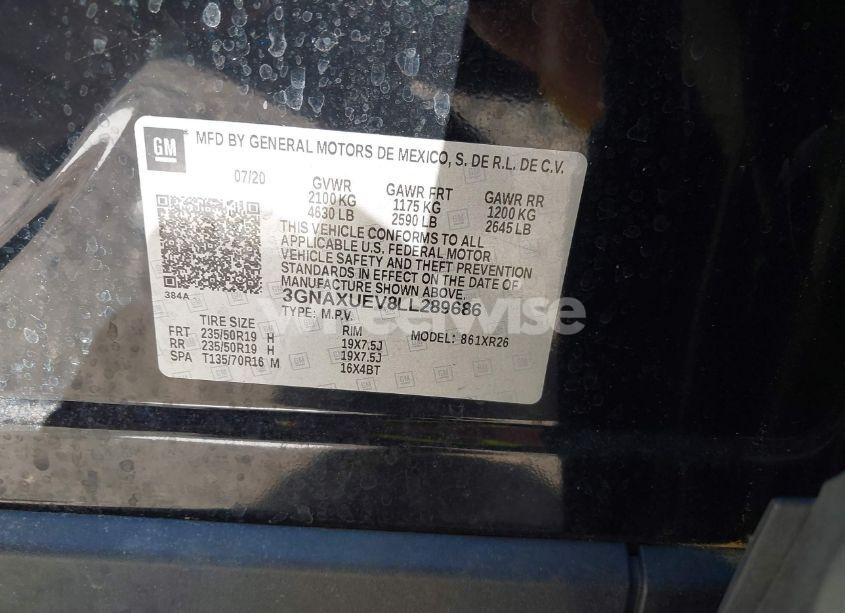 Photo 9 of 2020 Chevrolet Equinox AWD LT 1.5L TURBO (VIN 3GNAXUEV8LL289686)