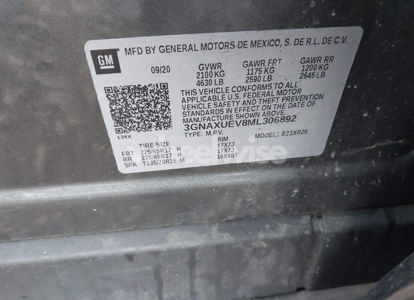 Photo 9 of 2021 Chevrolet Equinox AWD LT (VIN 3GNAXUEV8ML306892)