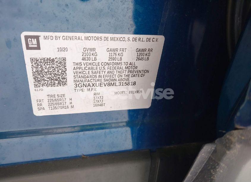 Photo 9 of 2021 Chevrolet Equinox AWD LT (VIN 3GNAXUEV8ML315818)