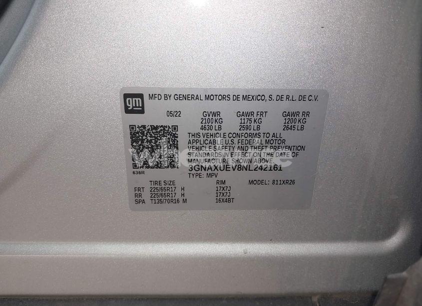 Photo 9 of 2022 Chevrolet Equinox AWD LT (VIN 3GNAXUEV8NL242161)