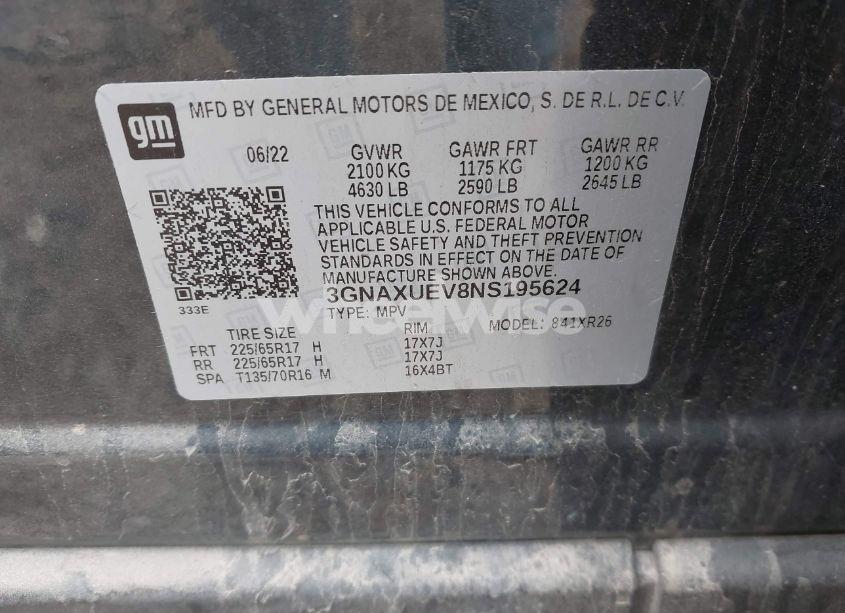 Photo 9 of 2022 Chevrolet Equinox AWD LT (VIN 3GNAXUEV8NS195624)