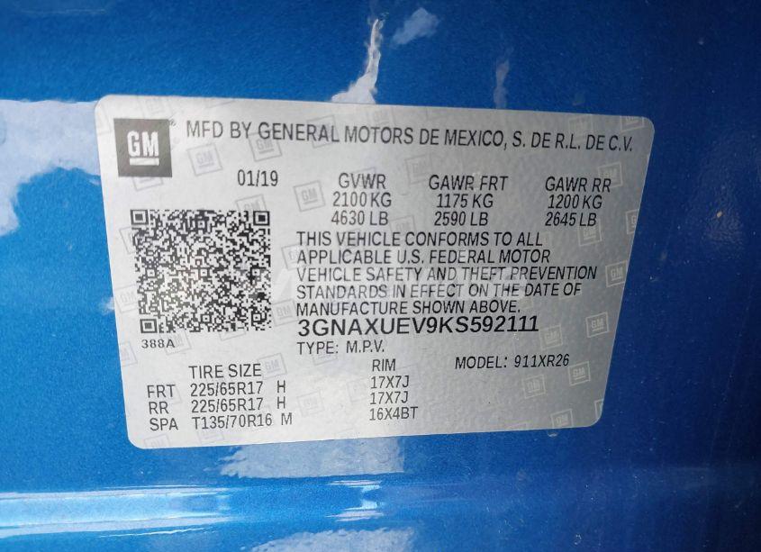 Photo 9 of 2019 Chevrolet Equinox LT (VIN 3GNAXUEV9KS592111)