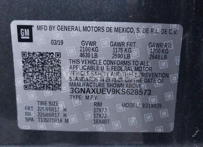 Photo 9 of 2019 Chevrolet Equinox LT (VIN 3GNAXUEV9KS628573)