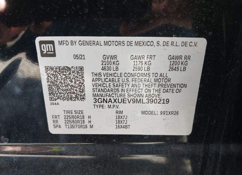 Photo 9 of 2021 Chevrolet Equinox AWD LT (VIN 3GNAXUEV9ML390219)