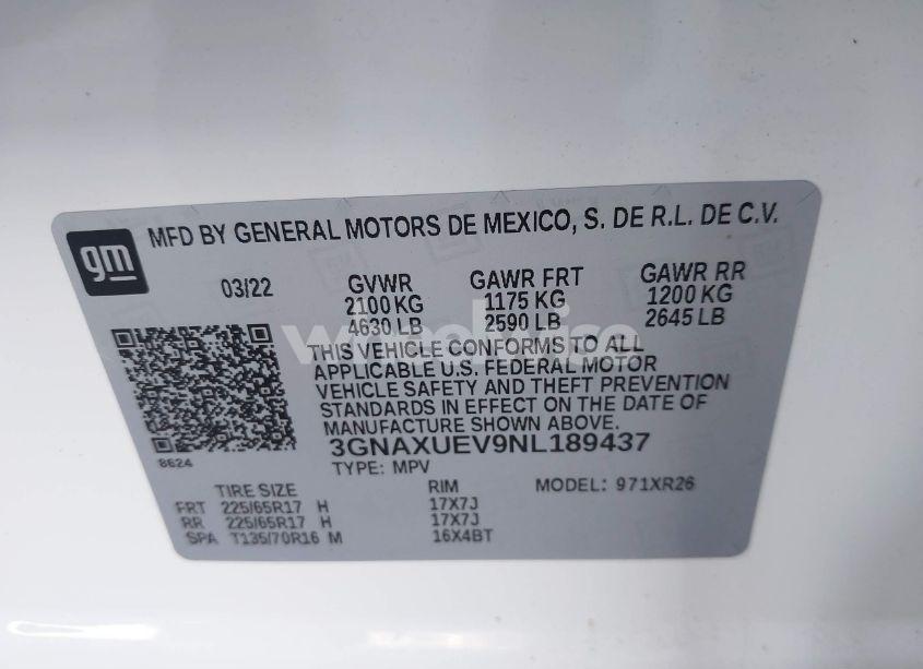 Photo 9 of 2022 Chevrolet Equinox AWD LT (VIN 3GNAXUEV9NL189437)