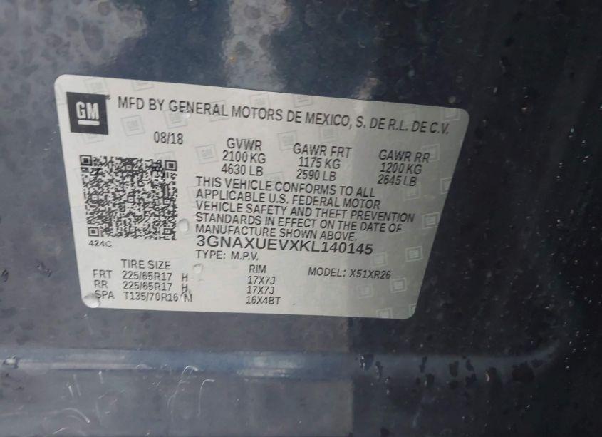 Photo 9 of 2019 Chevrolet Equinox LT (VIN 3GNAXUEVXKL140145)