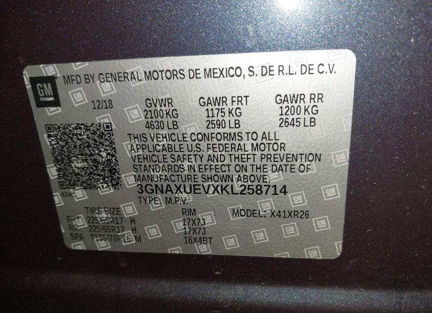 Photo 9 of 2019 Chevrolet Equinox LT (VIN 3GNAXUEVXKL258714)