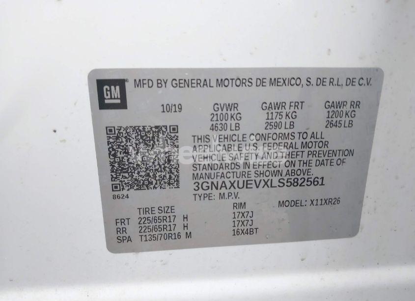 Photo 9 of 2020 Chevrolet Equinox AWD LT 1.5L TURBO (VIN 3GNAXUEVXLS582561)