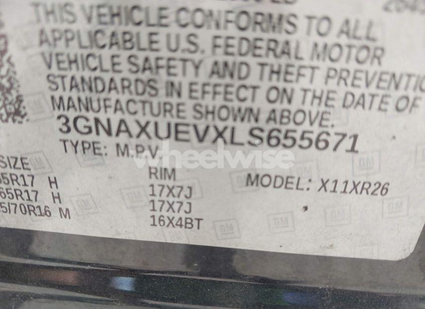 Photo 9 of 2020 Chevrolet Equinox AWD LT 1.5L TURBO (VIN 3GNAXUEVXLS655671)