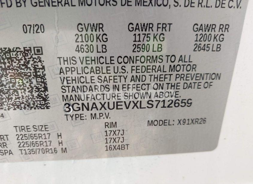 Photo 9 of 2020 Chevrolet Equinox AWD LT 1.5L TURBO (VIN 3GNAXUEVXLS712659)