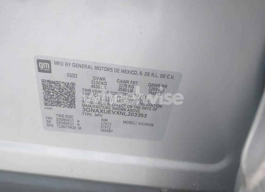 Photo 9 of 2022 Chevrolet Equinox AWD LT (VIN 3GNAXUEVXNL203393)