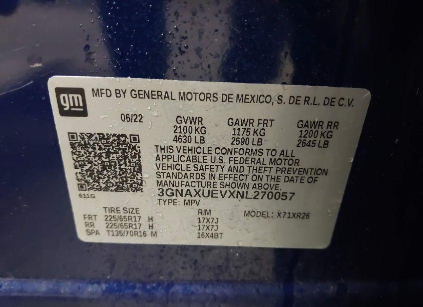 Photo 9 of 2022 Chevrolet Equinox AWD LT (VIN 3GNAXUEVXNL270057)