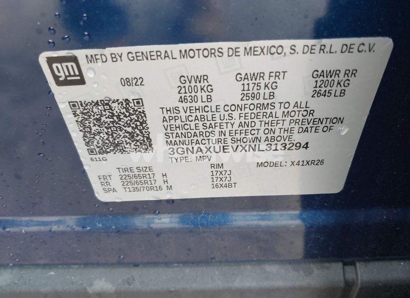 Photo 9 of 2022 Chevrolet Equinox AWD LT (VIN 3GNAXUEVXNL313294)