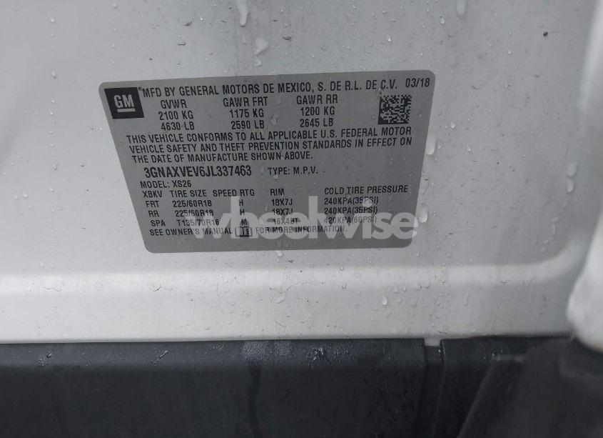 Photo 9 of 2018 Chevrolet Equinox PREMIER (VIN 3GNAXVEV6JL337463)