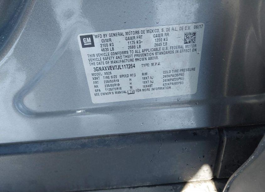 Photo 9 of 2018 Chevrolet Equinox PREMIER (VIN 3GNAXVEV7JL117264)