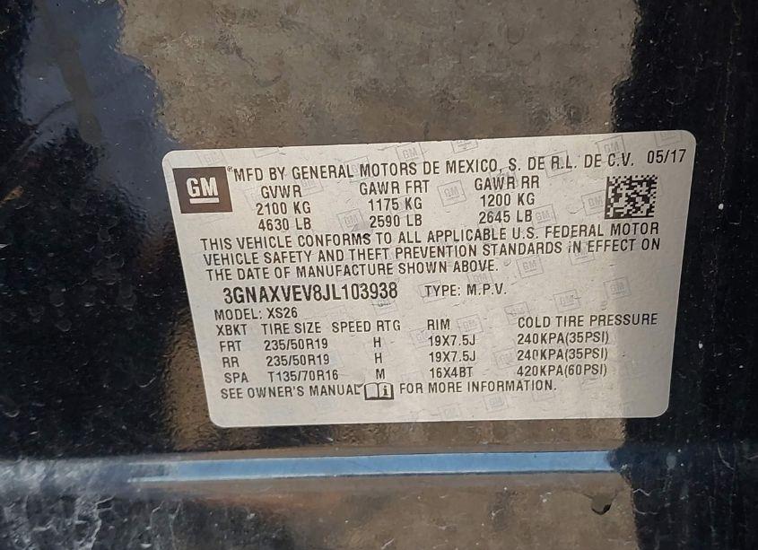 Photo 9 of 2018 Chevrolet Equinox PREMIER (VIN 3GNAXVEV8JL103938)