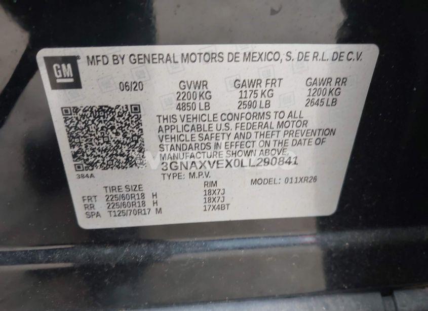 Photo 9 of 2020 Chevrolet Equinox AWD LT 2.0L TURBO (VIN 3GNAXVEX0LL290841)