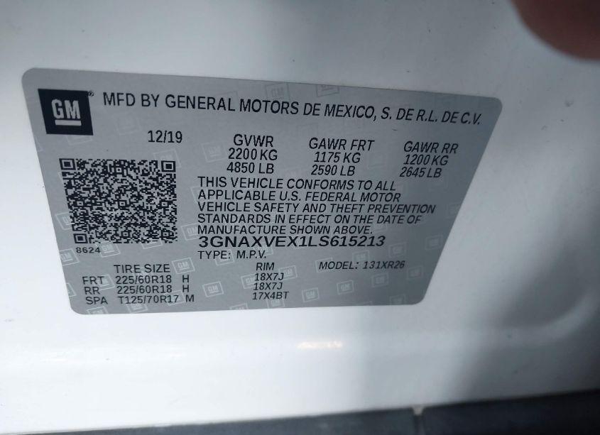 Photo 9 of 2020 Chevrolet Equinox AWD LT 2.0L TURBO (VIN 3GNAXVEX1LS615213)