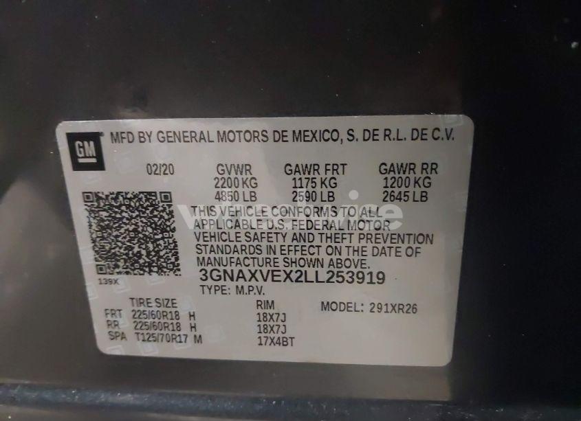 Photo 9 of 2020 Chevrolet Equinox AWD LT 2.0L TURBO (VIN 3GNAXVEX2LL253919)