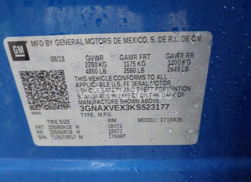 Photo 9 of 2019 Chevrolet Equinox LT (VIN 3GNAXVEX3KS523177)