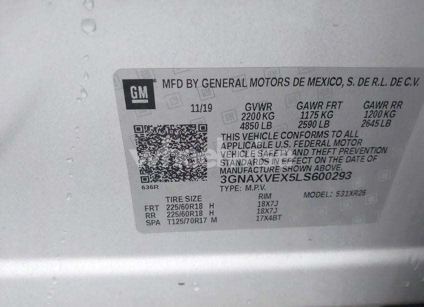 Photo 9 of 2020 Chevrolet Equinox AWD LT 2.0L TURBO (VIN 3GNAXVEX5LS600293)