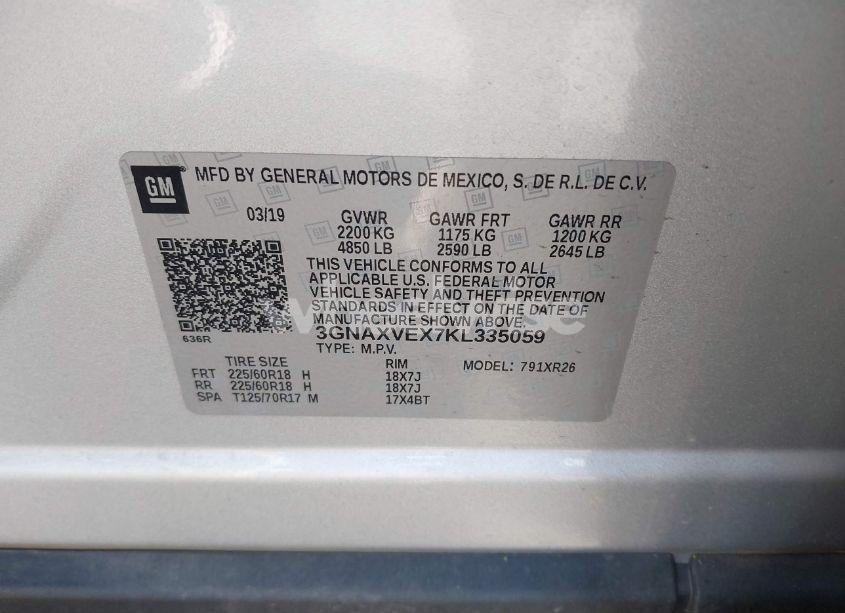 Photo 9 of 2019 Chevrolet Equinox LT (VIN 3GNAXVEX7KL335059)