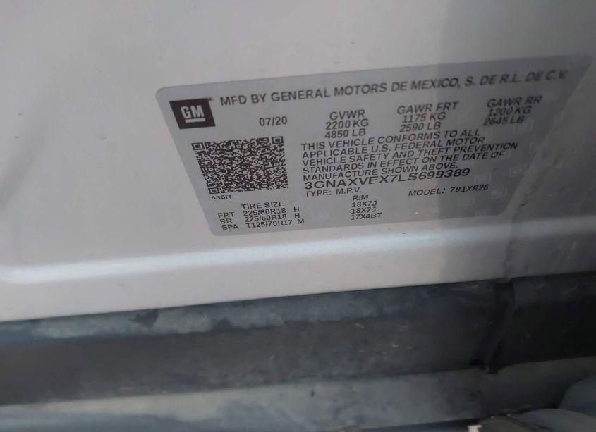 Photo 9 of 2020 Chevrolet Equinox AWD LT 2.0L TURBO (VIN 3GNAXVEX7LS699389)