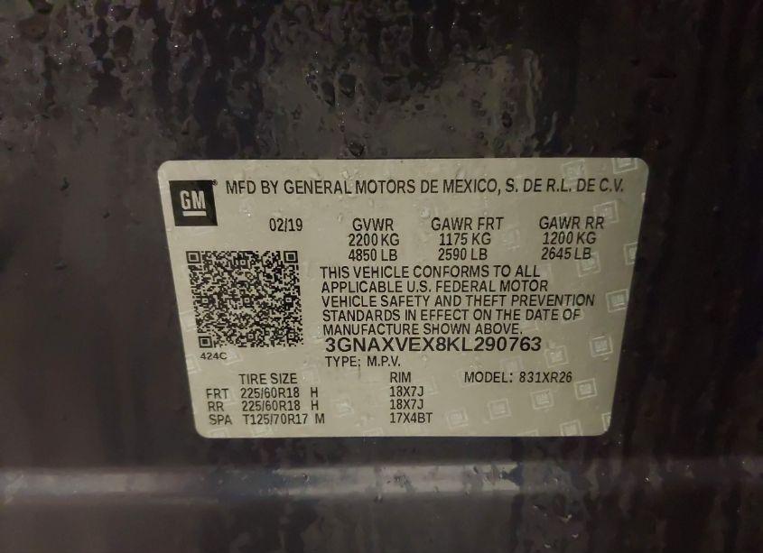 Photo 9 of 2019 Chevrolet Equinox LT (VIN 3GNAXVEX8KL290763)