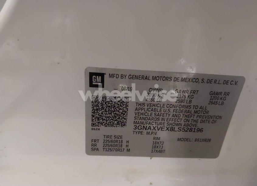 Photo 9 of 2020 Chevrolet Equinox AWD LT 2.0L TURBO (VIN 3GNAXVEX8LS528196)