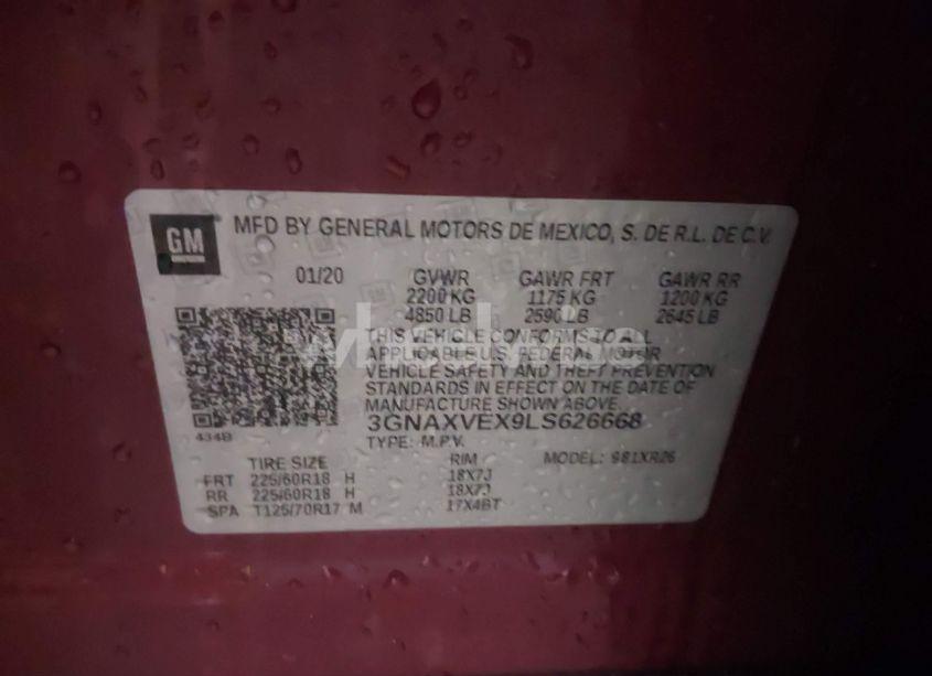 Photo 9 of 2020 Chevrolet Equinox AWD LT 2.0L TURBO (VIN 3GNAXVEX9LS626668)