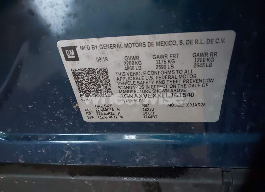 Photo 9 of 2020 Chevrolet Equinox AWD LT 2.0L TURBO (VIN 3GNAXVEXXLL161540)