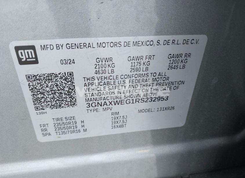 Photo 9 of 2024 Chevrolet Equinox AWD RS (VIN 3GNAXWEG1RS232953)