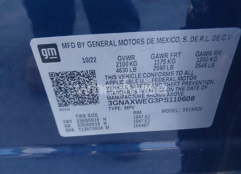 Photo 9 of 2023 Chevrolet Equinox AWD RS (VIN 3GNAXWEG3PS110608)