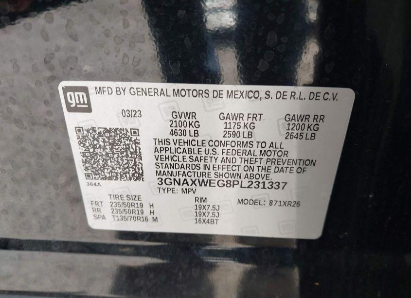 Photo 9 of 2023 Chevrolet Equinox AWD RS (VIN 3GNAXWEG8PL231337)