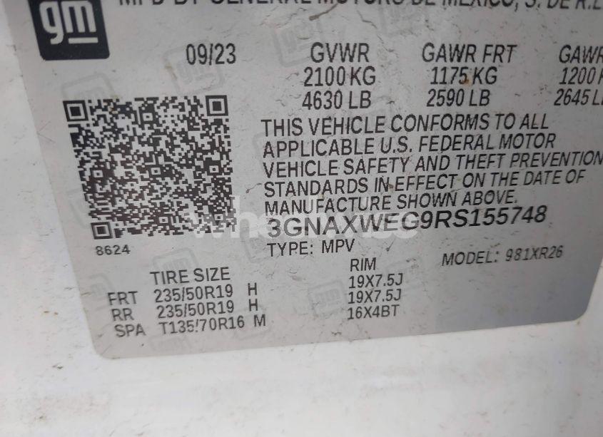 Photo 9 of 2024 Chevrolet Equinox AWD RS (VIN 3GNAXWEG9RS155748)