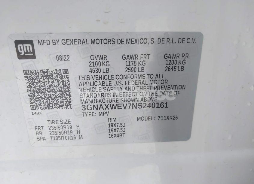 Photo 9 of 2022 Chevrolet Equinox AWD RS (VIN 3GNAXWEV7NS240161)