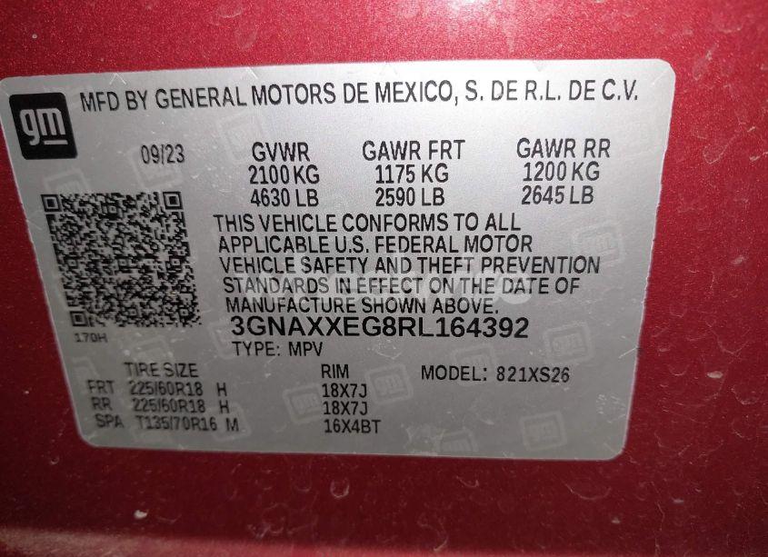 Photo 9 of 2024 Chevrolet Equinox AWD PREMIER (VIN 3GNAXXEG8RL164392)