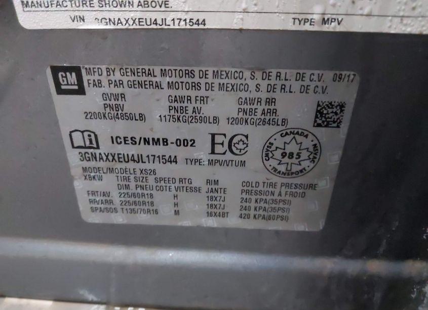 Photo 9 of 2018 Chevrolet Equinox PREMIER (VIN 3GNAXXEU4JL171544)