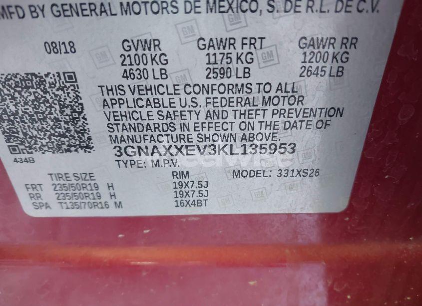 Photo 9 of 2019 Chevrolet Equinox PREMIER (VIN 3GNAXXEV3KL135953)