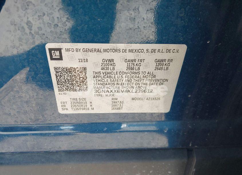 Photo 9 of 2019 Chevrolet Equinox PREMIER (VIN 3GNAXXEV4KL239612)