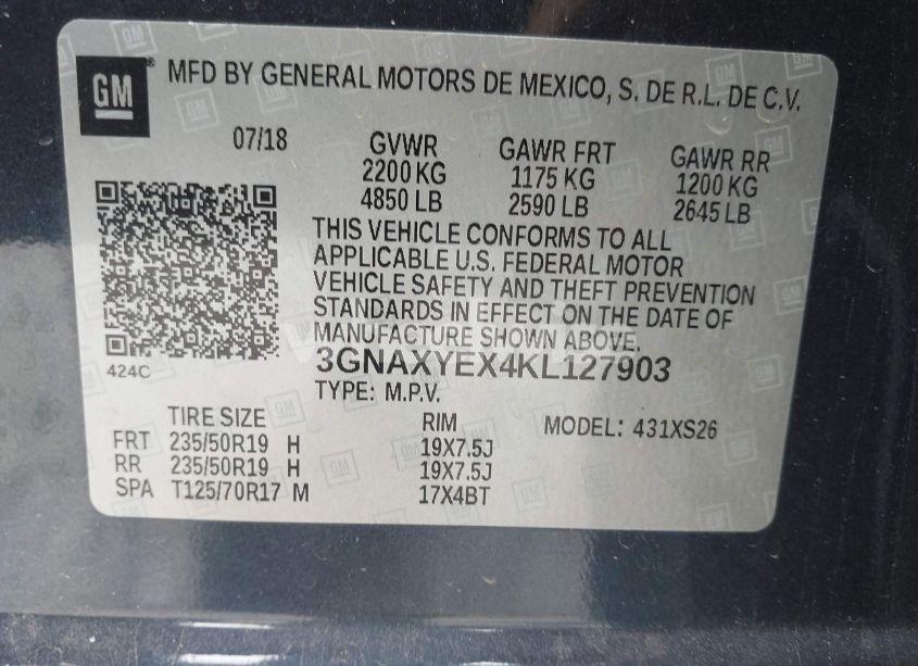 Photo 9 of 2019 Chevrolet Equinox PREMIER (VIN 3GNAXYEX4KL127903)