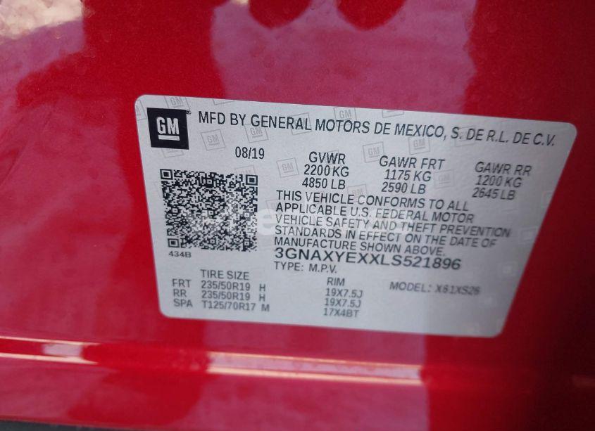 Photo 9 of 2020 Chevrolet Equinox AWD PREMIER 2.0L TURBO (VIN 3GNAXYEXXLS521896)