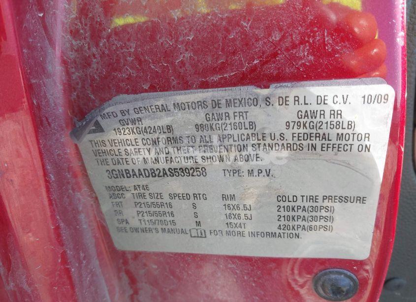 Photo 9 of 2010 Chevrolet Hhr LS (VIN 3GNBAADB2AS539258)