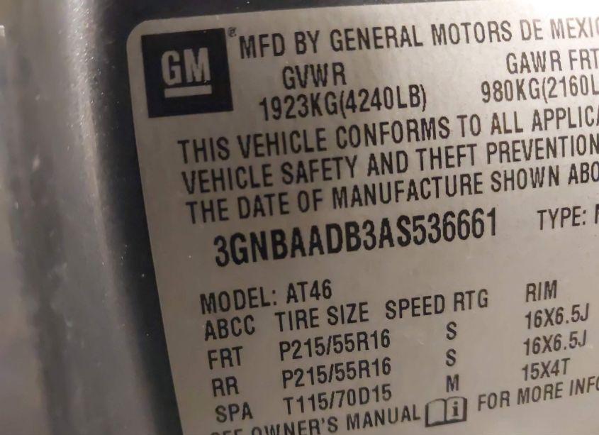 Photo 9 of 2010 Chevrolet Hhr LS (VIN 3GNBAADB3AS536661)